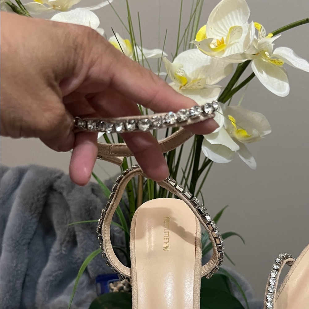 PrettyLittleThing Nude Sparkling Rhinestone Heels NWT - Picture 2 of 4